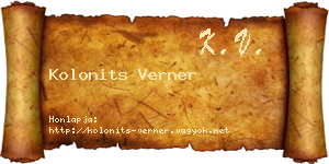 Kolonits Verner névjegykártya